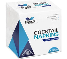 Lade das Bild in den Galerie-Viewer, WHITE 2PLY COCKTAIL NAPKINS 16CM 4 FOLD (4,000/CASE)
